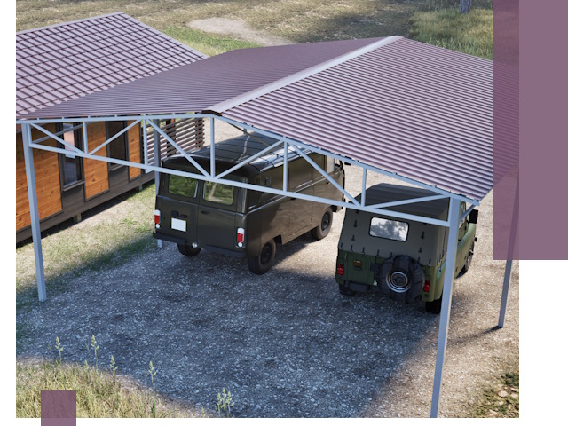 Двускатные навесы под ключ в Мичуринске — изготовление и монтаж